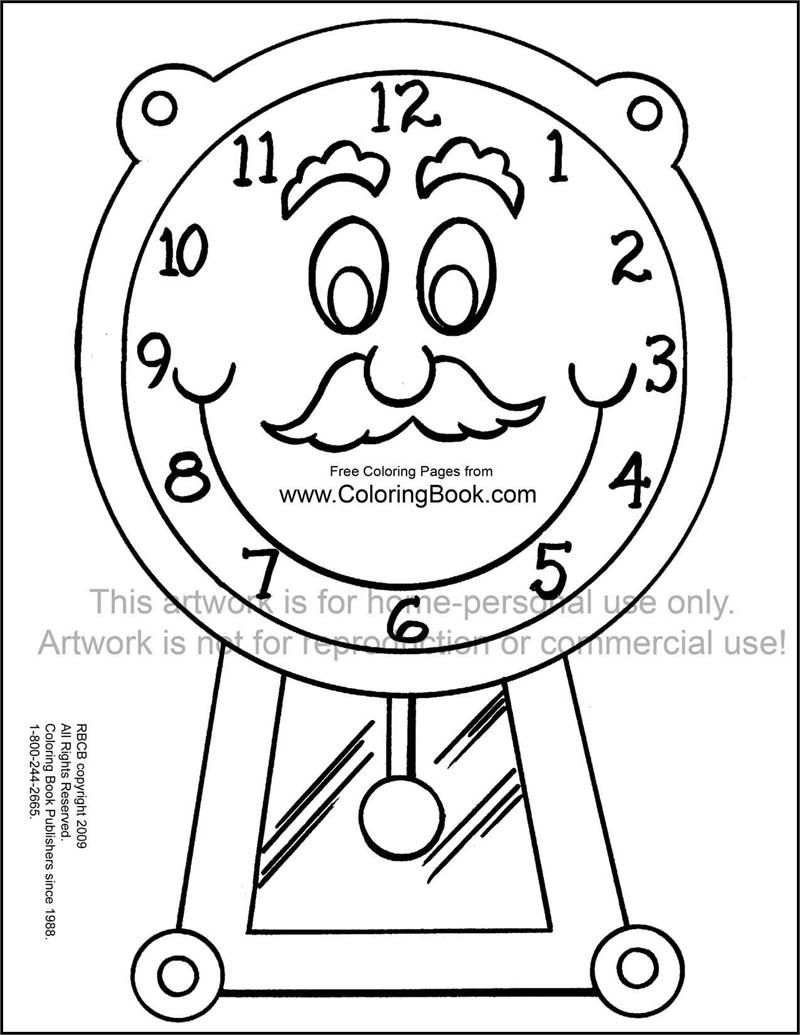 800x1035 Coloring Pages Online Clock Page