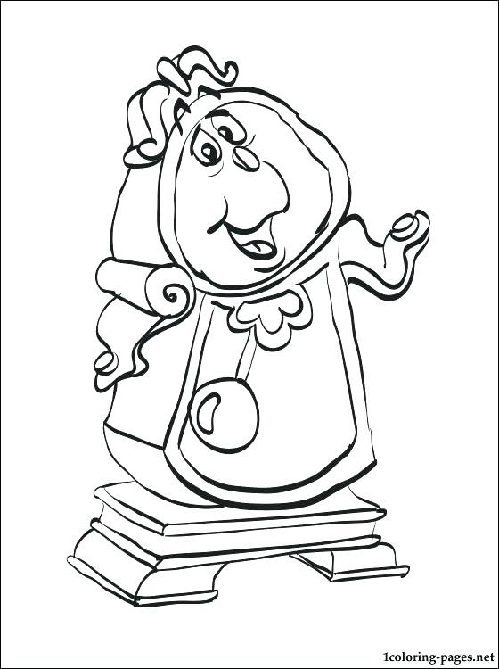 560x750 Clock Coloring Page Beauty And The Beast Clock Clock Coloring Page