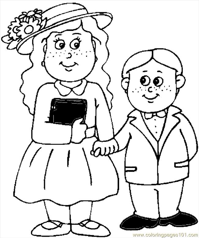 650x779 Kids In Easter Clothes Coloring Page