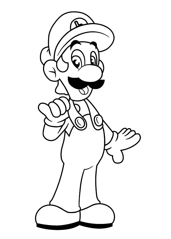 600x840 Luigi Wearing Workshop Clothes Coloring Pages