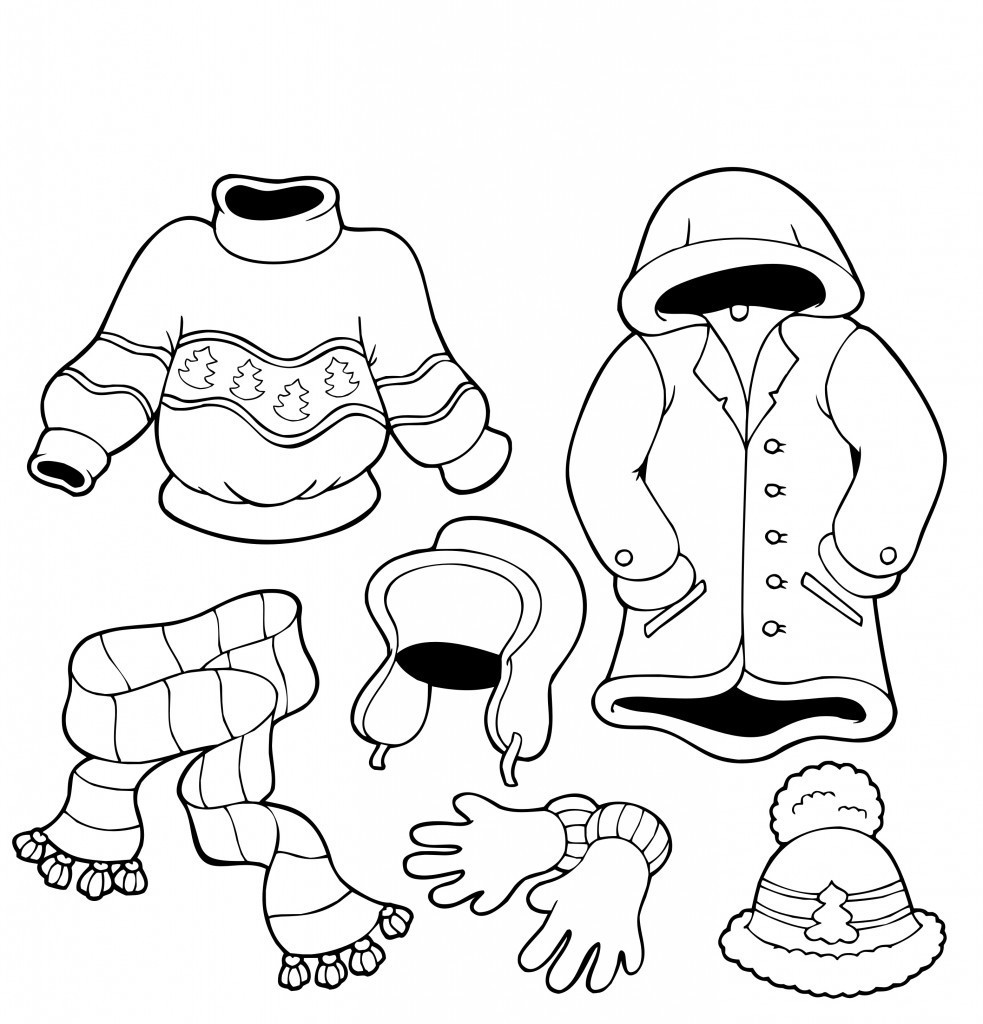 983x1024 Winter Clothes Coloring Pages Printable Page For Kids