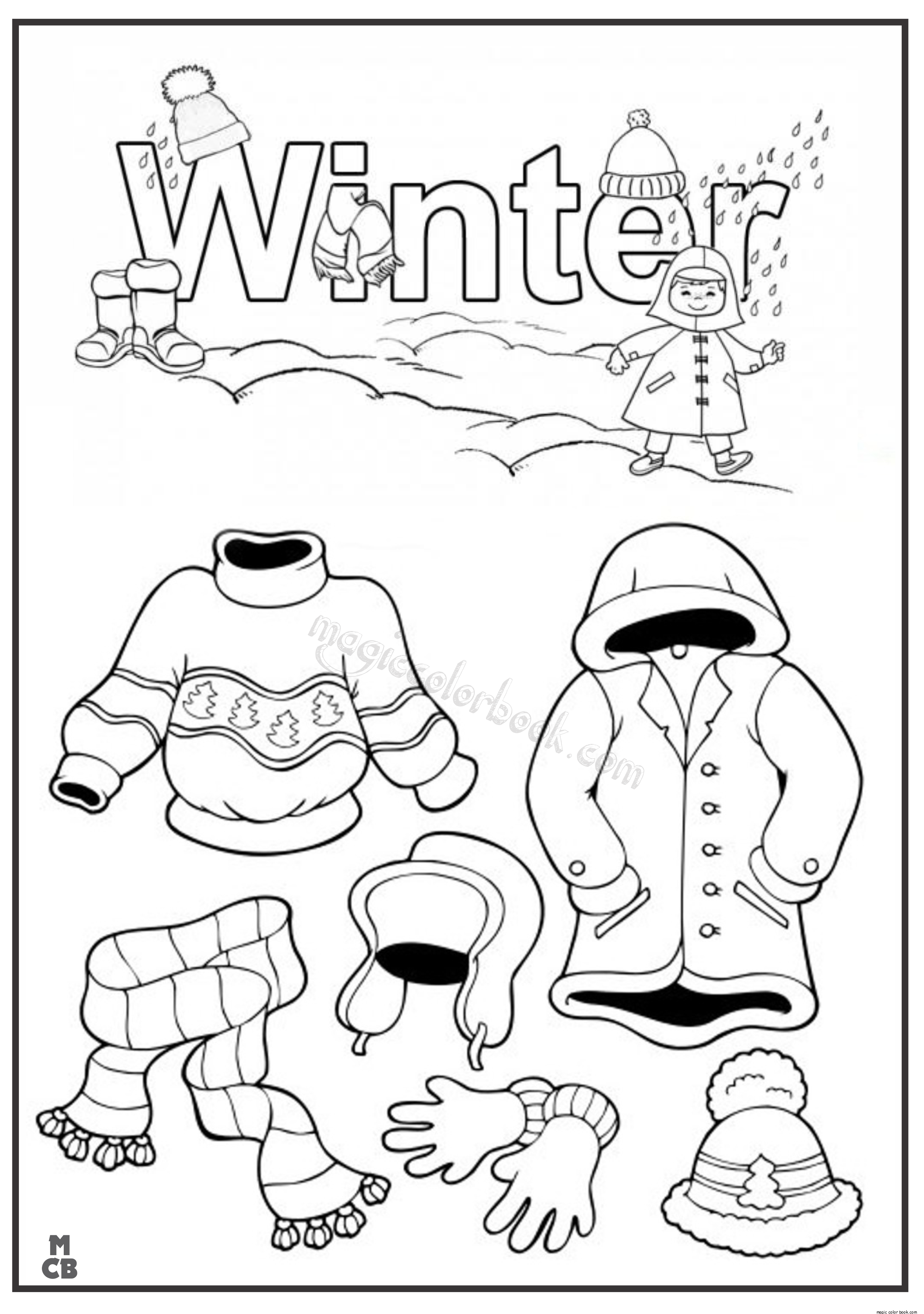 2449x3484 Winter Clothes Coloring Pages