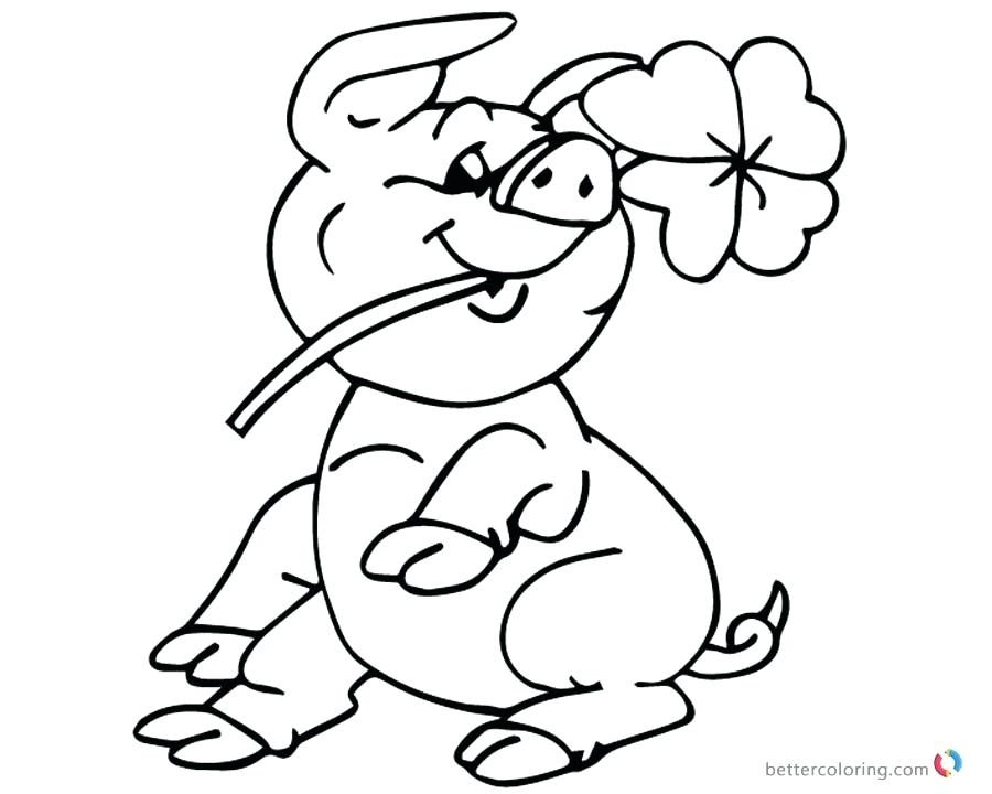 900x720 Four Leaf Clover Coloring Pages Pig Free Printable Coloring Pages