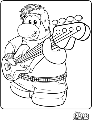 390x509 Club Penguin Playing Guitar Coloring Pages To Print