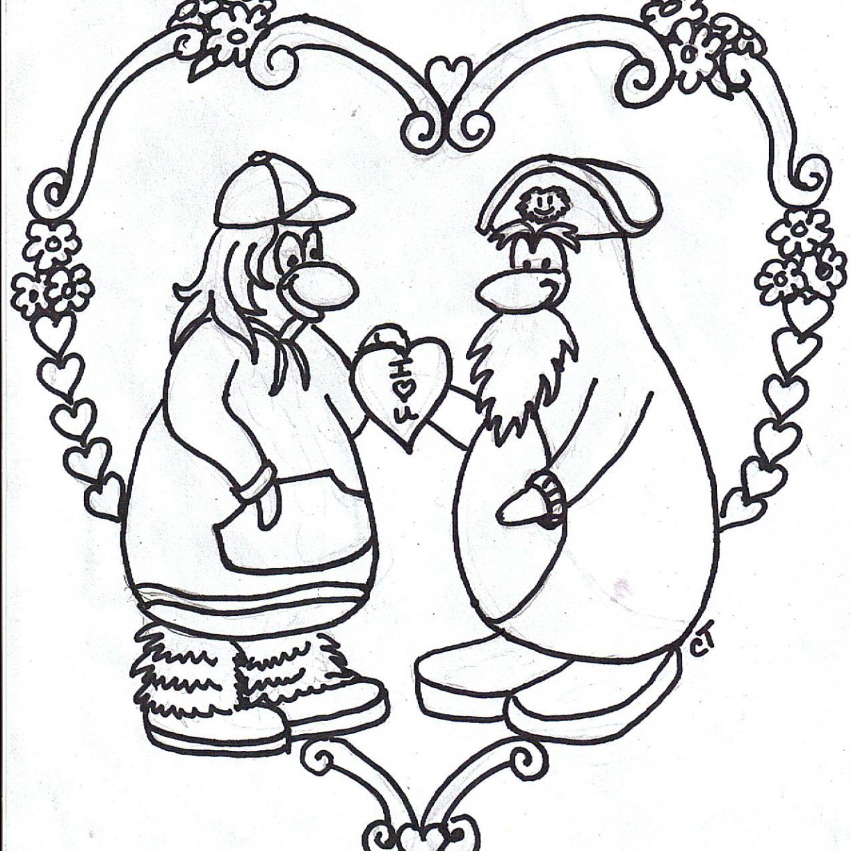 1224x1224 Coloring Pages Oflub Penguin For You To Print And Decoratean Give