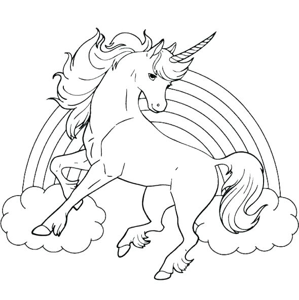 590x592 Printable Coloring Pages Of Horses Unicorn Horse With Rainbow