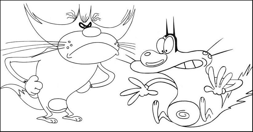 822x431 Oggy And The Three Cockroaches Coloring Page