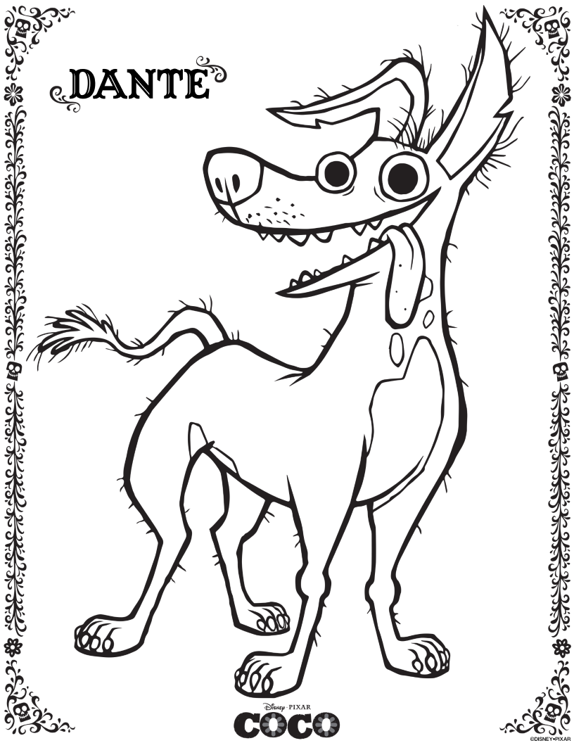 816x1056 Free Disney Pixar Coco Dante Coloring Page Disney Crafts