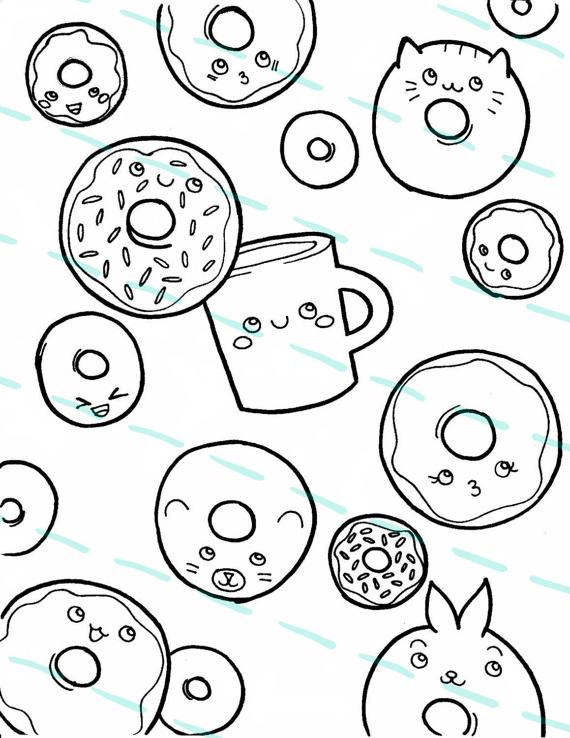570x738 Printable Donut Coloring Page Color Your Own Stickers Design