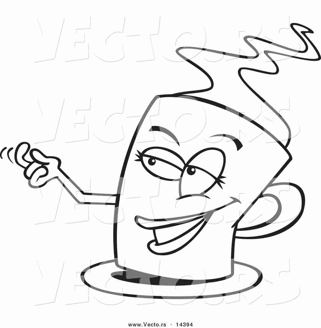 1024x1044 Vector Cartoon Clip Art Of A Coloring Page Cup Coffee On In Pages