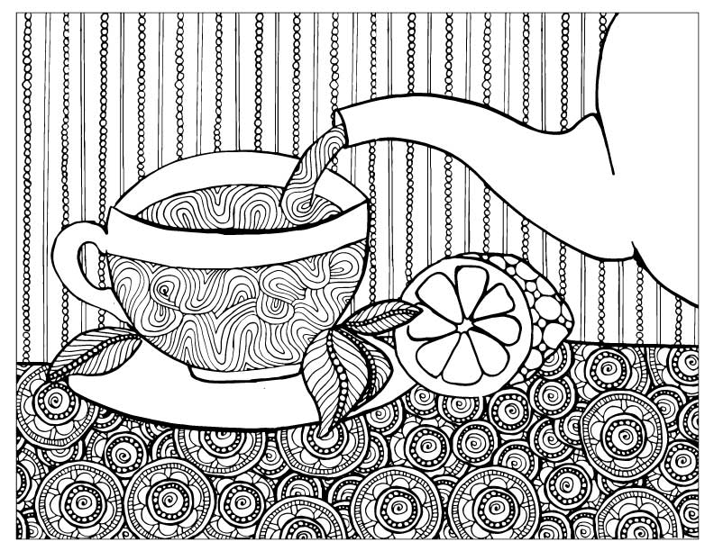 792x612 Tea Coloring Pages For Adults
