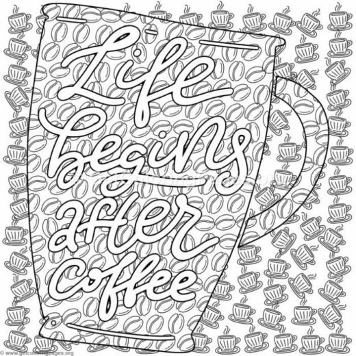 520x520 Coffee Coloring Pages Printable