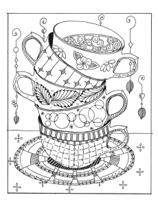 230x300 Cups Stacked Coloring Page Coffee + Tea Coloring Pages