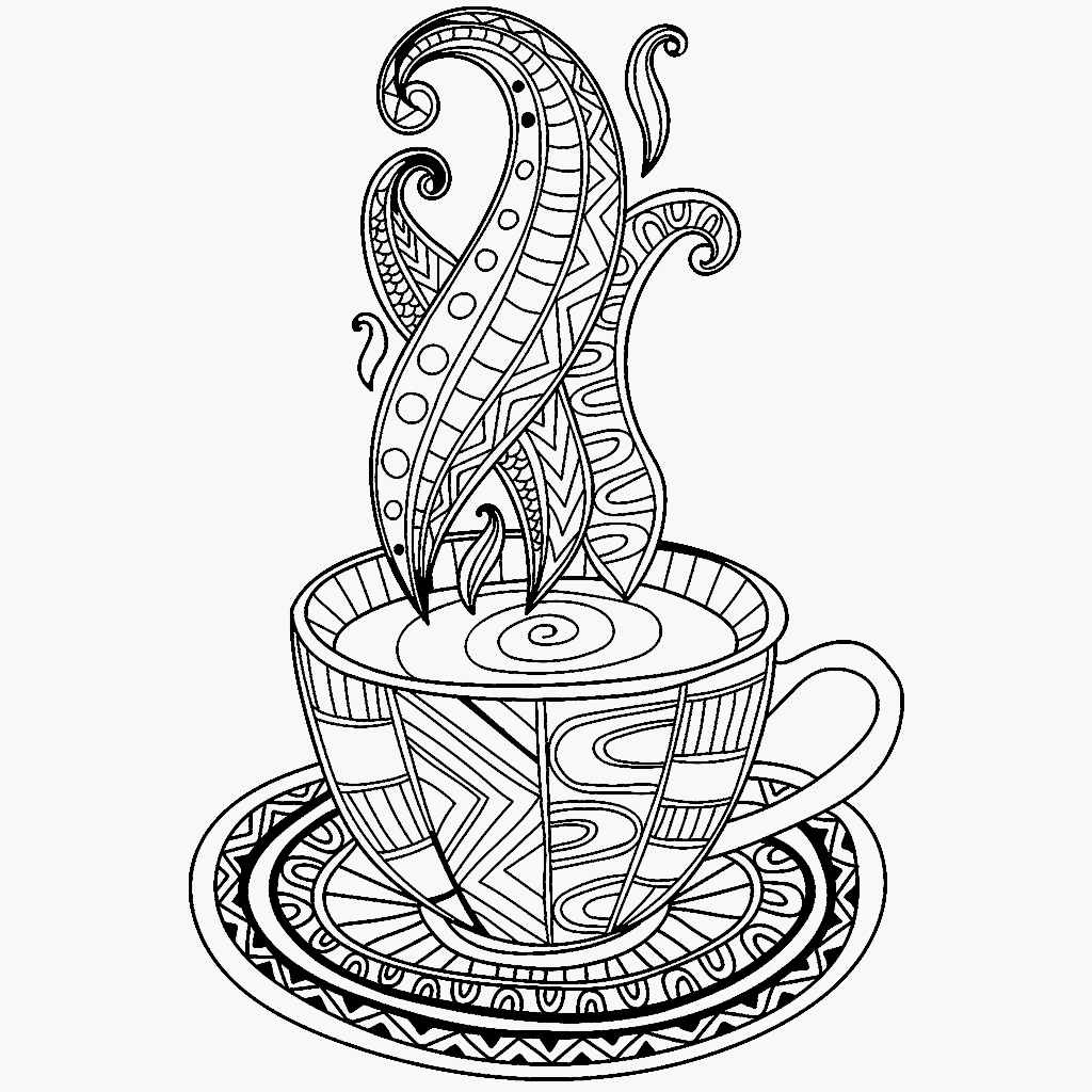 1024x1024 Coffee Cup Coloring Page Coffee + Tea Coloring Pages For Adults