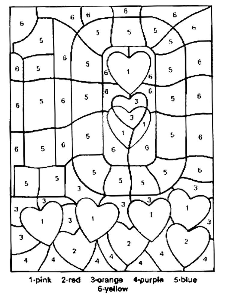 752x1000 Valentine's Coloring Pages Number Ten Color