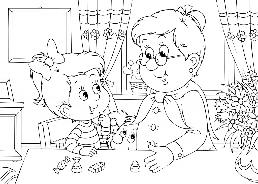 1024x730 Grandma And Me Coloring Page For Grandparent's Day Grandparent