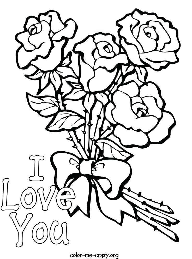 736x993 Flower Color Pages Coloring Pages Roses And Hearts Roses Coloring