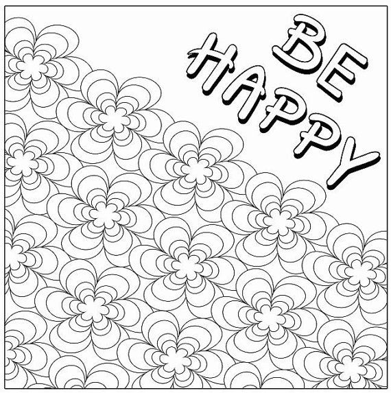 570x573 Quote Coloring Page Be Happy Coloring Page