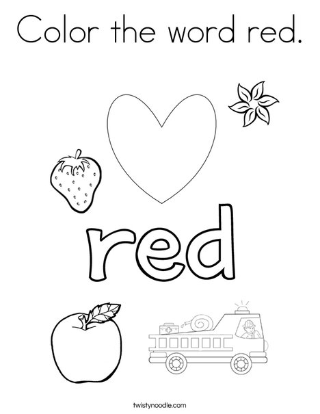 468x605 Color The Word Red Coloring Page