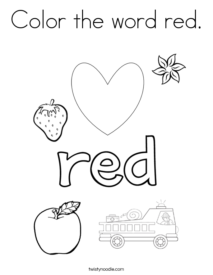685x886 Color The Word Red Coloring Page