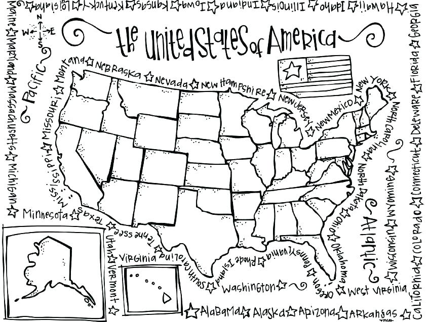845x637 Coloring Pages Of United States Us State Map Coloring Page Maps