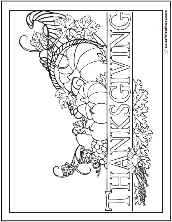 590x762 Thanksgiving Cornucopia Banner To Color Thanksgiving Cornucopia