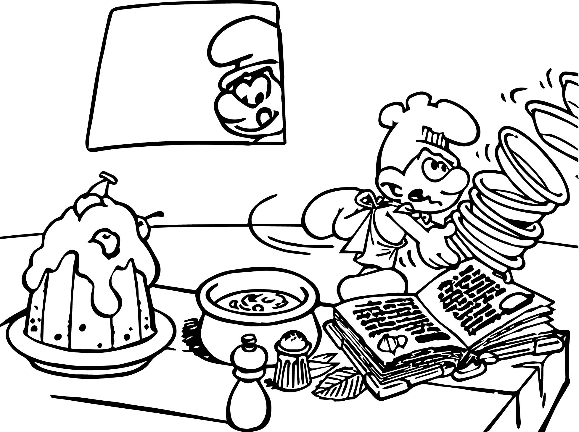 1956x1461 Chef Smurf Making Food Coloring Page Wecoloringpage