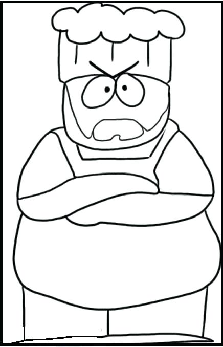 436x678 Coloring South Park Coloring Page Draw Chef From Picture For Kids