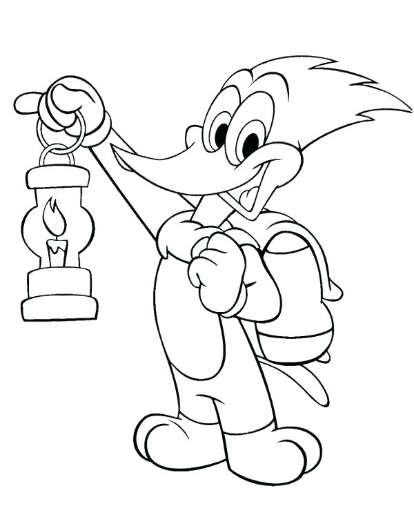 600x762 Woodpecker Coloring Page Woody Woodpecker With A Lamp Coloring