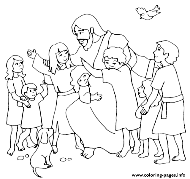 640x604 Jesus With Children Coloring Pages Collection