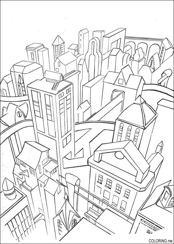 567x794 Coloring Page Gotham City