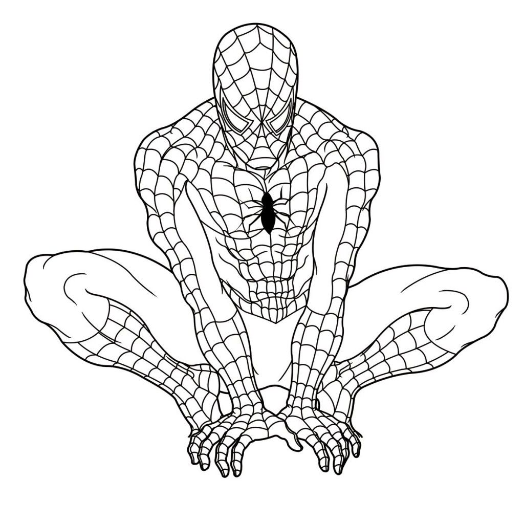 1024x1024 Sizable Spiderman Picture To Color Coloring Page Template