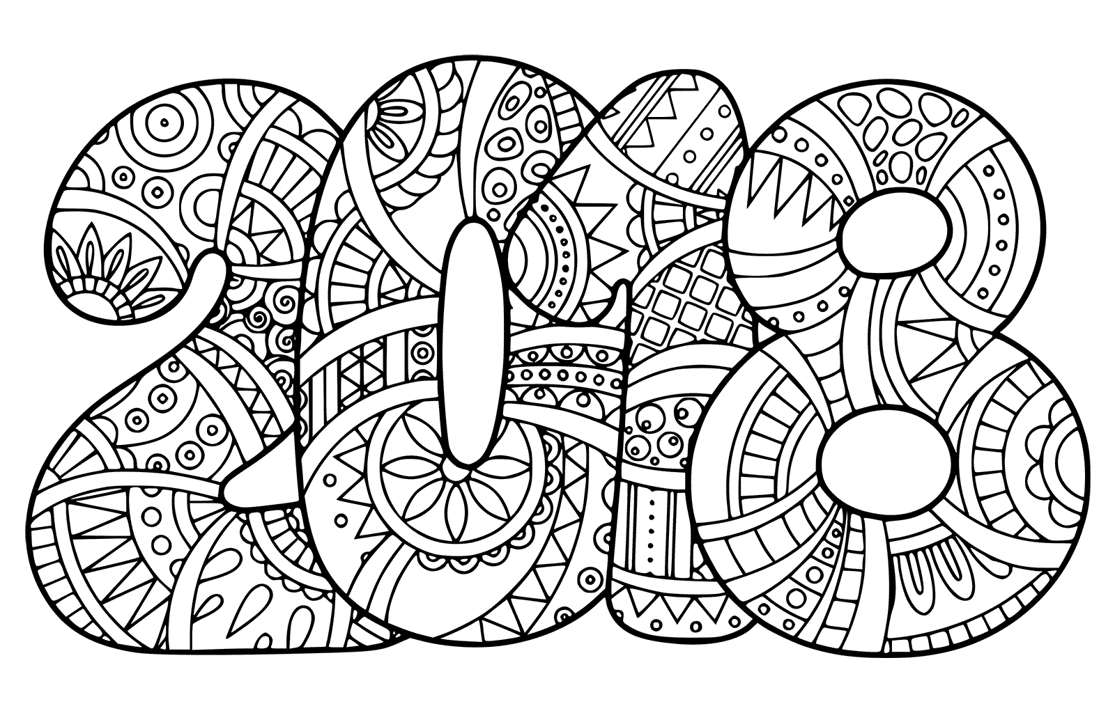 1600x1024 New Year Coloring Pages Doodle
