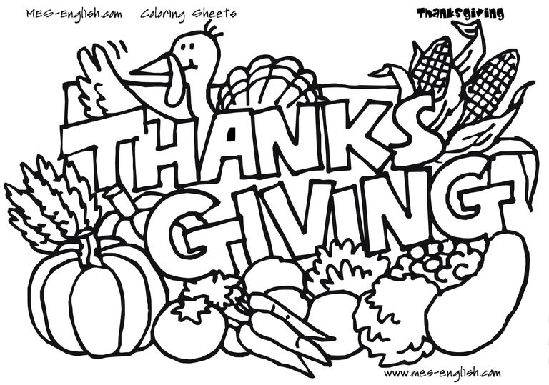 768x539 Thanks Giving Coloring Sheets Excellent Thanksgiving Coloring Page