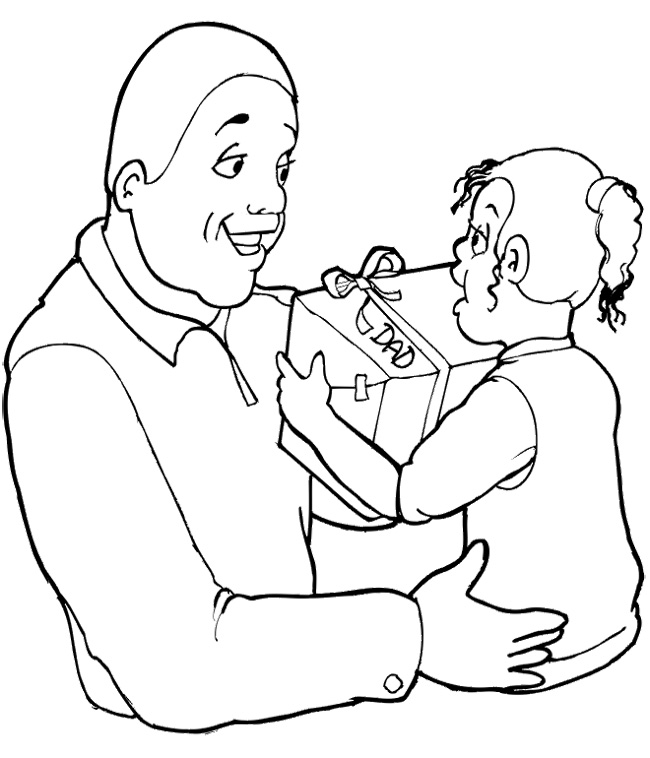 650x758 The Child Giving Gift To Father's Day Coloring Page Kids