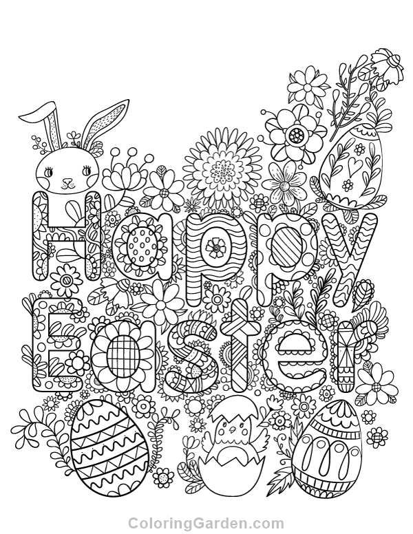 600x776 Free Printable Happy Easter Adult Coloring Page Download It