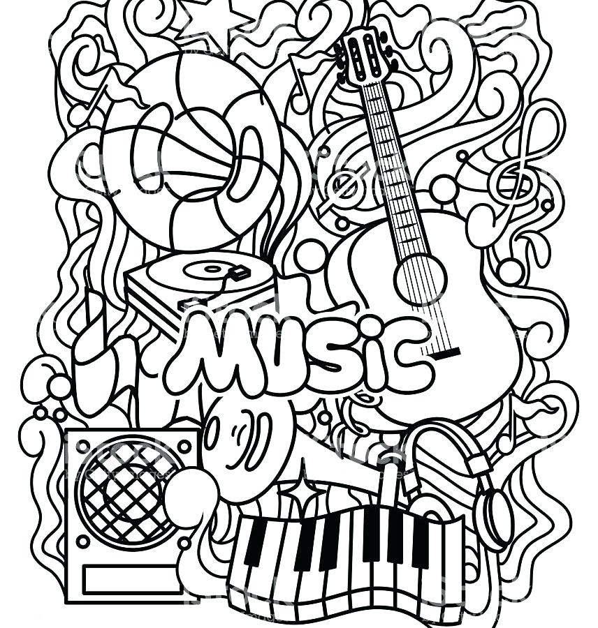 856x900 Music Coloring Pages Printable Cat Listening To Music Coloring