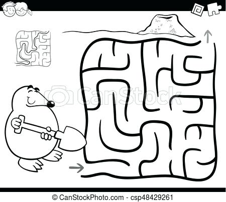 450x403 Mole Coloring Page Maze With Mole Coloring Page Vector Mole Rat