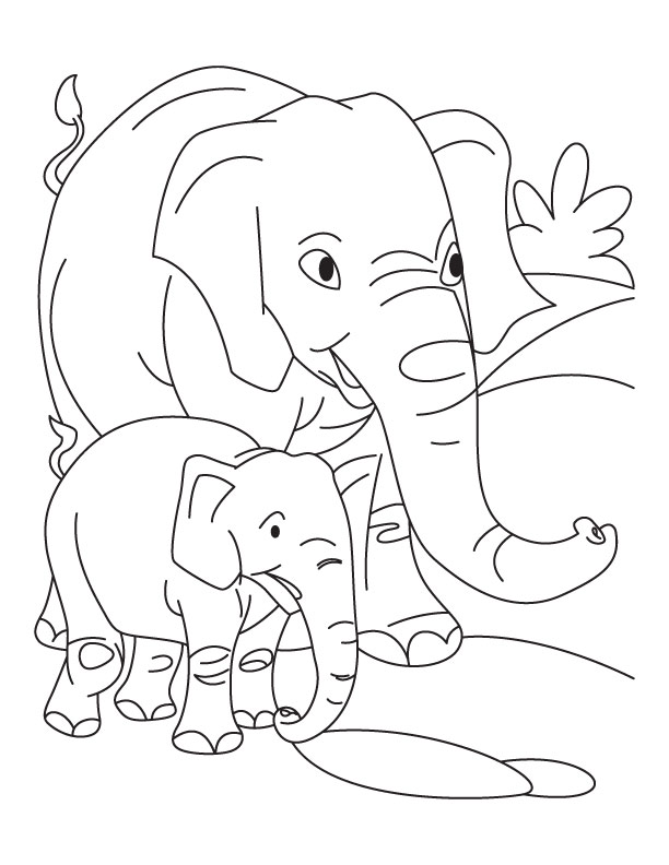 612x792 Elephant With Baby Elephant Coloring Pages Download Free