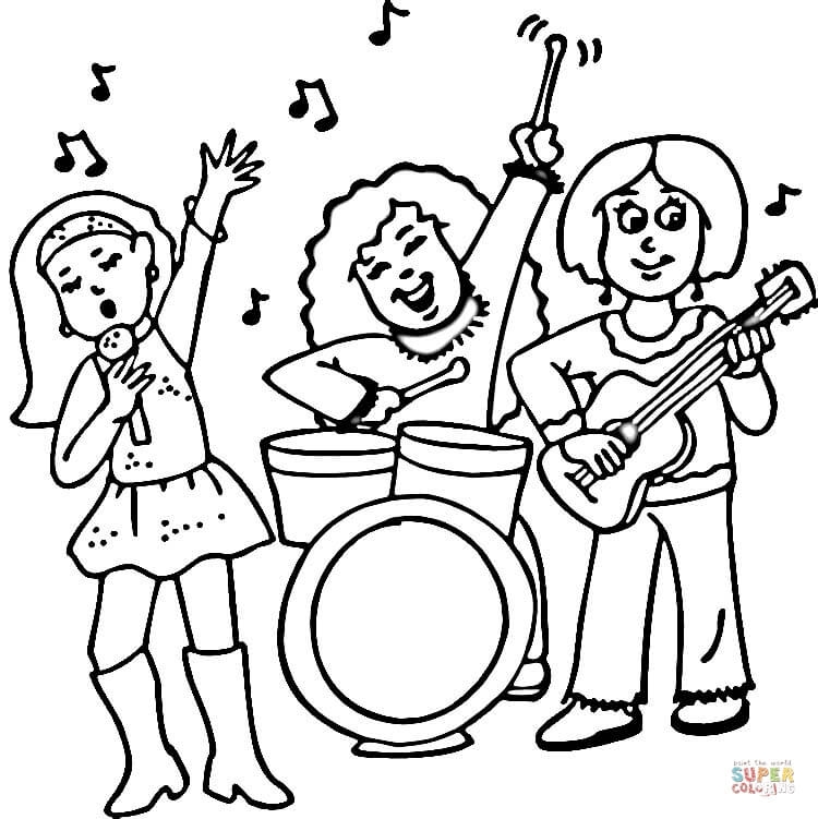 750x751 Rock Band Coloring Pages Concert Of A Female Rock Band Coloring