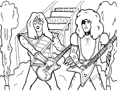 388x300 Kiss The Band Colouring Pages