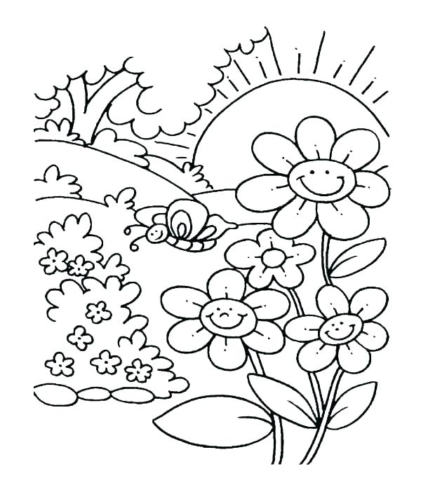 600x702 Garden Coloring Page Spring Garden Coloring Pages Spring Garden
