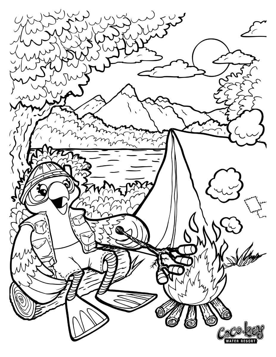 927x1200 Camping Themed Coloring Pages Summer Camp For Kids Holidays New