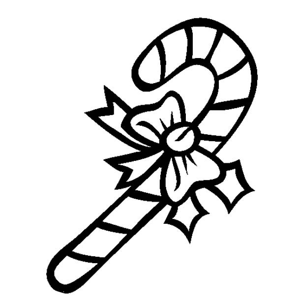 600x612 Candy Cane With Tie Ribbon Coloring Page