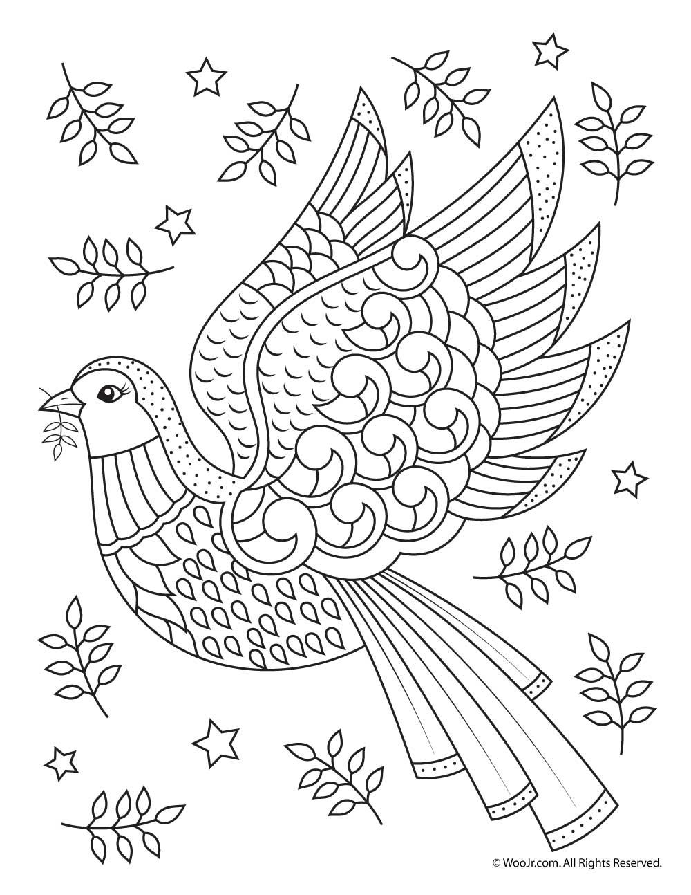 1000x1294 Adult Coloring Page Christmas Dove Woo! Jr Kids Activities