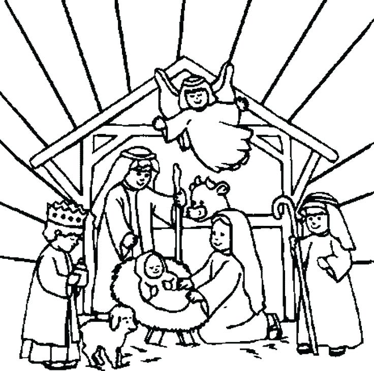 736x731 Christmas Nativity Coloring Pages Nativity Coloring Online Page