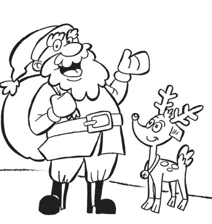 879x932 Santa And Reindeer Coloring Pages