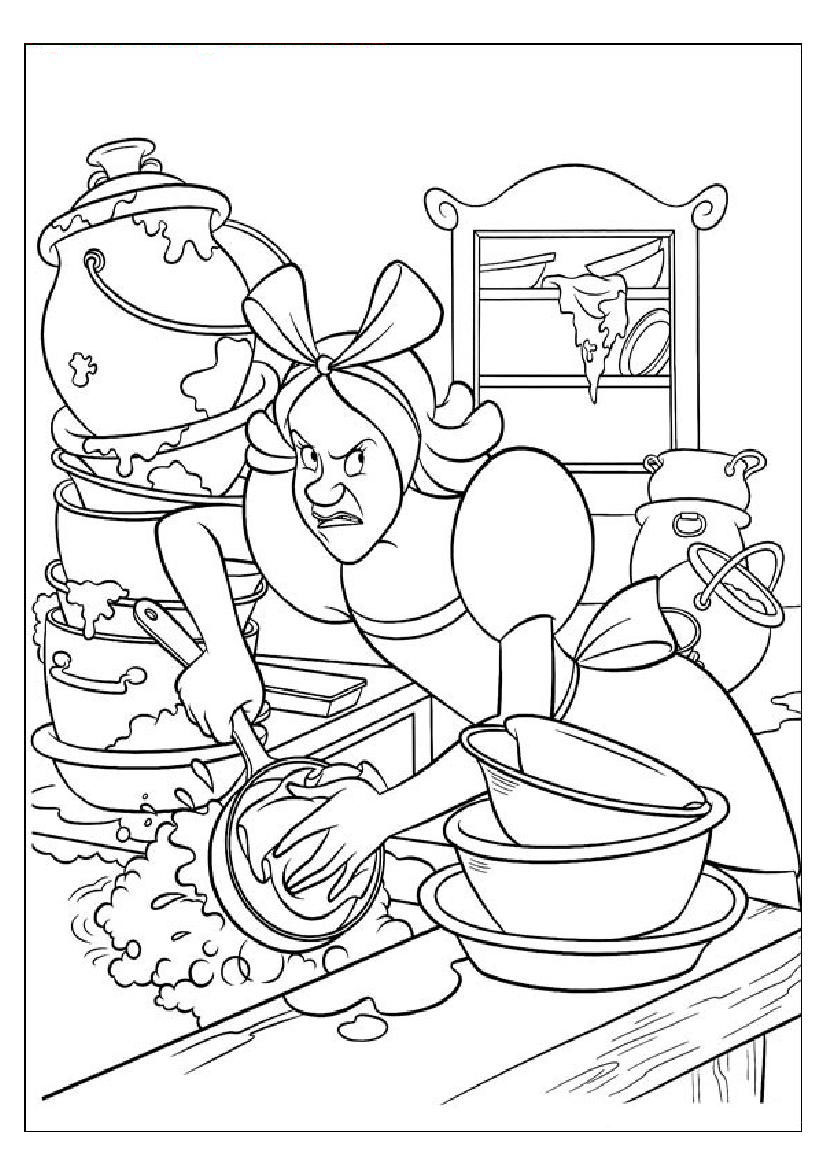 826x1169 Coloring Pages Of Cinderella's Step Sister Cleaning Utensils
