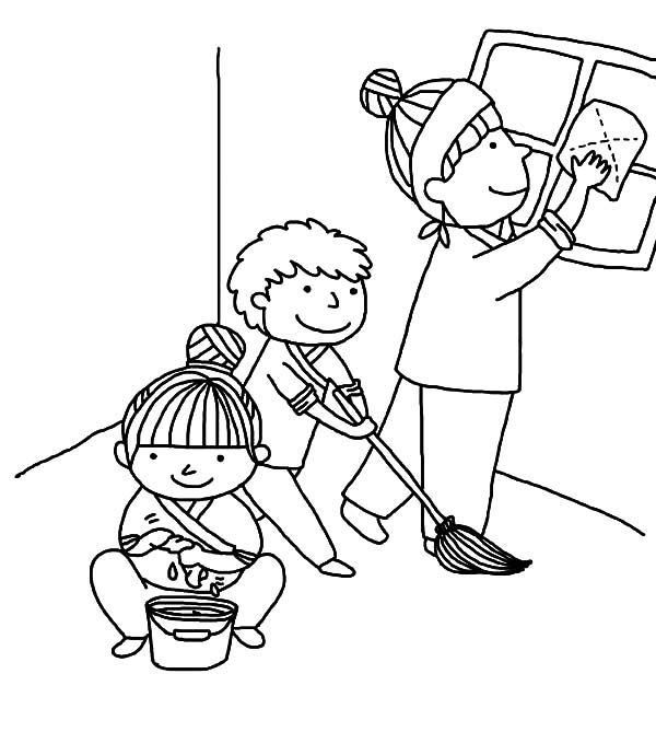 600x669 Kindness Is Helping Mother Cleaning House Coloring Pages Toddler
