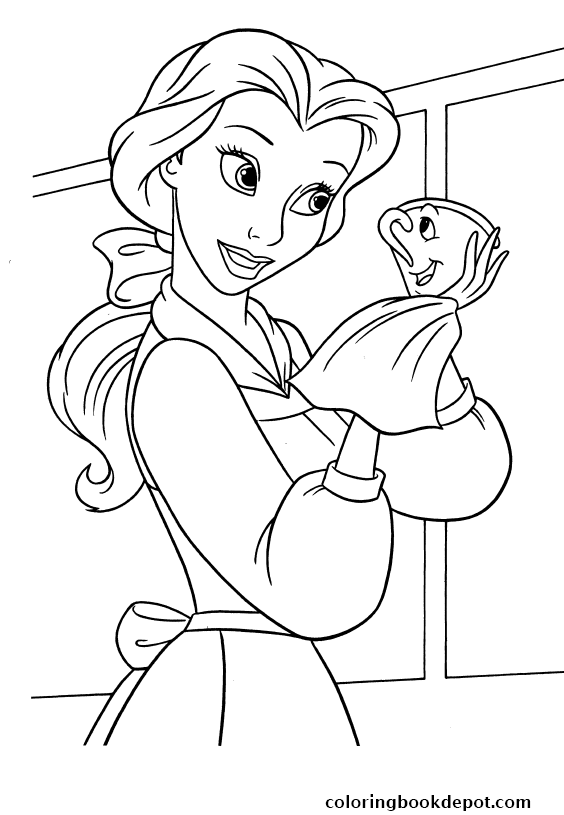 564x815 Belle Cleaning Chip Disney Princess Coloring Pages